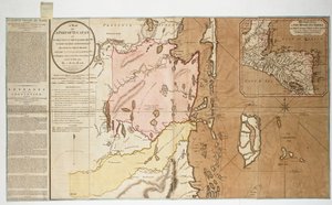 Et kort over en del af Yucatan eller den del af den østlige kyst inden for Hondurasbugten, der er tildelt Storbritannien til fældning af tømmer som følge af den konvention, der blev underskrevet med Spanien den 14. juli 1786. Af en mand fra bugten. af William Faden