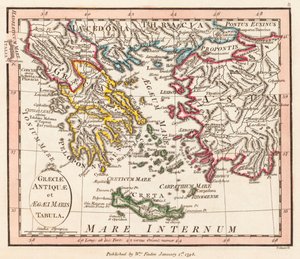 Det gamle Grækenland. Ægiske Hav. Lilleasien. Kort.