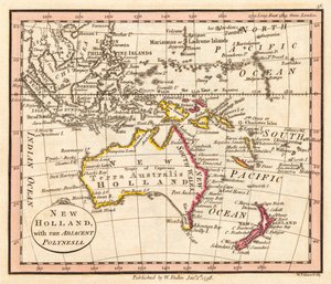 Australien og New Zealand. New Holland. Kort.