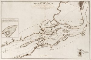 Delaware-flodens forløb fra Philadelphia til Chester, Nordamerika af William Faden