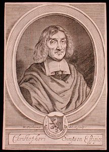 Portræt af Christopher Simpson (ca. 1605-69) (gravering) af William Faithorne