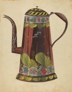Toleware tin kaffekande, ca. 1937. af William Frank