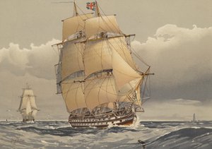 Et linjeskib med 74 kanoner, omkring 1794