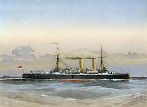 HMS Blenheim, Royal Navy 1. klasse krydser, 1892 af William Frederick Mitchell