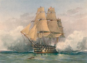 The Victory, lanceret 1765, slutningen af det 19.-begyndelsen af det 20. århundrede. af William Frederick Mitchell