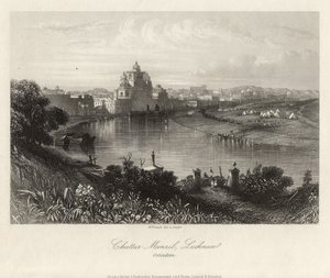 Oversigt over Gomati-floden, Chuttur Munzil, Lucknow. af William French