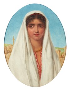 Portræt af en arabisk pige (olie på panel)
