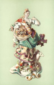 Figur af en hyrdinde, Chelsea (farve litho) af William Gibb