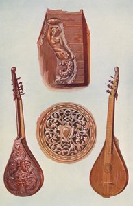 Musikinstrumenter: Cetera (farvelitografi) af William Gibb