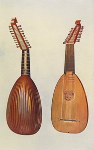 Musikinstrumenter: Lut (farvelitografi)