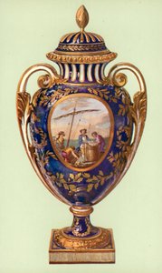 Vase, Sevres, bleu de roi, givet af Gustavus III til Catherine II (farve litho) af William Gibb