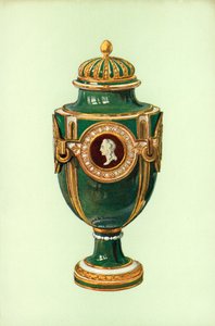 Vase, Sevres, grøn grund (farve litho)