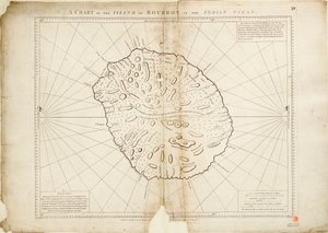 Et kort over øen Bourbon i Det Indiske Ocean