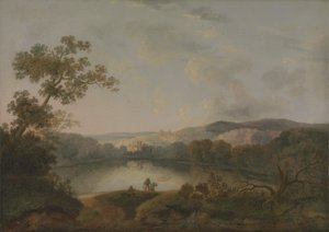 Udsigt over en sø med fiskere af William Groombridge