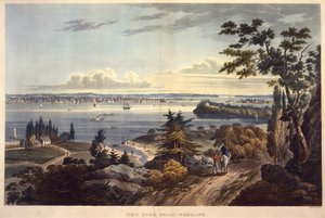 New York fra Weehawk [Weehawken], graveret af John Hill, udateret (akvatint)