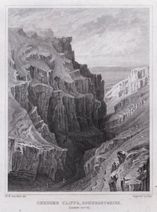 Cheddar Cliffs, Somersetshire, ser mod syd (gravering)