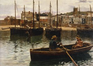 Havnen, St.Ives, Cornwall, 1885 af William H. Bartlett