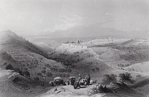 Oliebjerget og Jerusalem, fra nordøst af William H. Bartlett