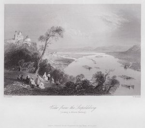 Udsigt fra Leopoldsberg, ser til Kloster Neuburg (gravering) af William H. Bartlett