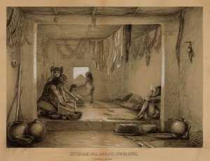Interiør af en Hopi Dwelling, slutningen af det 19.-begyndelsen af det 20. århundrede.