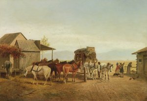 Californisk diligence-stop, 1875 af William Hahn