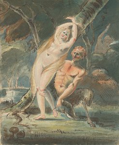 Amymone med en lecherous Satyr, 1770-80. af William Hamilton