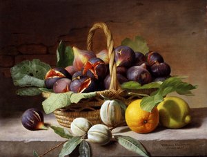 Stilleben med figner og valnødder af William Hammer