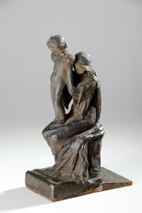 Maquette til figurerne af en mor og et barn (plasticine)