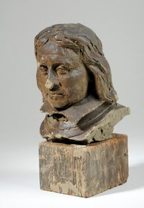 Portræt af Oliver Cromwell (voks og træ) (se også 440363) af William Hamo Thornycroft