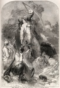 Allegori om Arthur Wellesleys (1769-1852), hertug af Wellingtons død - tegning af William Harvey