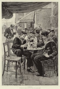 Chums, engelske og franske sømænd på orlov i en fransk havn af William Hatherell