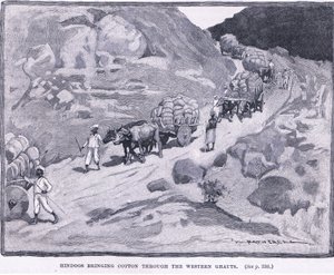 Hinduer bragte bomuld gennem de vestlige Ghauts 1862 e.Kr af William Hatherell
