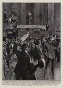 Fred er proklameret, scenen uden for palæet søndag aften af William Hatherell