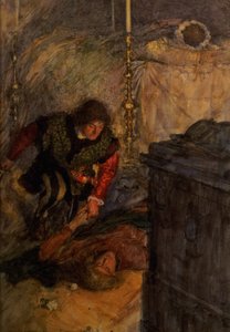 Romeo og Julie, Akt V Scene 4 (akvarel på papir) af William Hatherell