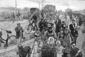 Gadebillede med mange cykler af William Hatherell