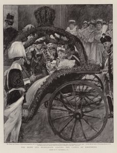 Bruden og brudgommen forlader slottet Ehrenburg af William Hatherell