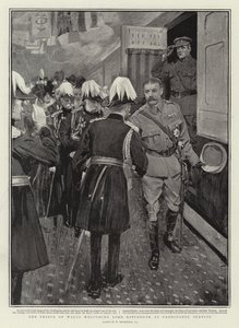 Prinsen af Wales byder Lord Kitchener velkommen på Paddington Station af William Hatherell