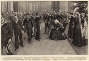 Dronningen og Benin-heltene, Skibskompagniet af H M S St George i Osborne, Hendes Majestæt udspørger en såret sømand