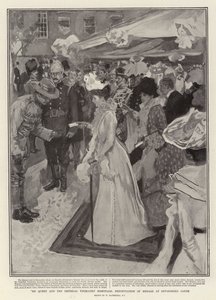 Dronningen og de kejserlige Yeomanry-hospitaler, overrækkelse af medaljer i Devonshire House
