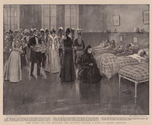 Dronningen og de sårede, Hendes Majestæt besøger en afdeling på Netley Hospital af William Hatherell