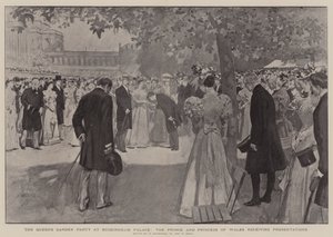Dronningens havefest i Buckingham Palace, prinsen og prinsessen af Wales modtager præsentationer