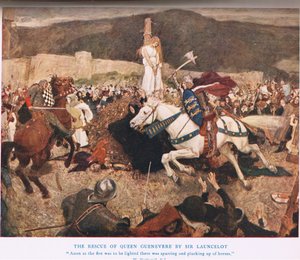 The Rescue of Queen Guenevere af Sir Lancelot, illustration fra 