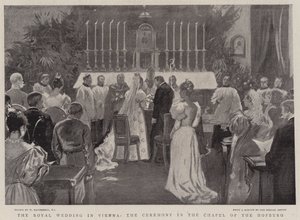 Det kongelige bryllup i Wien, ceremonien i kapellet i Hofburg af William Hatherell