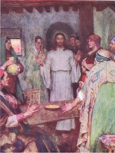 Så kom Jesus og stod midt imellem, fra The Bible Story udgivet af Hodder & Stoughton, ca. 1930 af William Hatherell