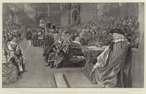 Forsøgt af hans jævnaldrende, generel udsigt over Royal Gallery ved House of Lords under Earl Russells Trial for Bigamy