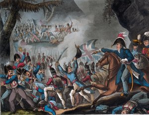 Slaget ved Pyrenæerne, 27. juli 1813, trykt af J.C. Stadler (aktiv 1780-1813), udgivet af Thomas Tegg, 1. april 1818 (farvet akvatint)