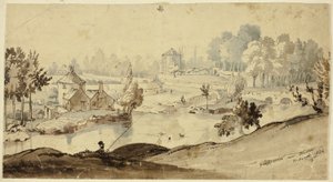 Glasnevin nær Dublin (recto); Skitse af mandsdragt (verso) af William Heath