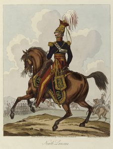 Niende husarer, 1820 (farvet akvatint) af William Heath