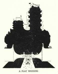 Et fladt bryllup (litho) af William Heath Robinson