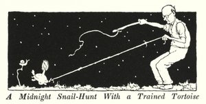 En midnatsneglejagt med en trænet skildpadde (litho) af William Heath Robinson